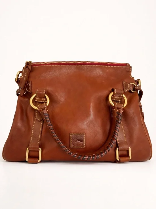 Dooney & Bourke Florentine Leather Tasseled Satchel Bag - Picture 2 of 14